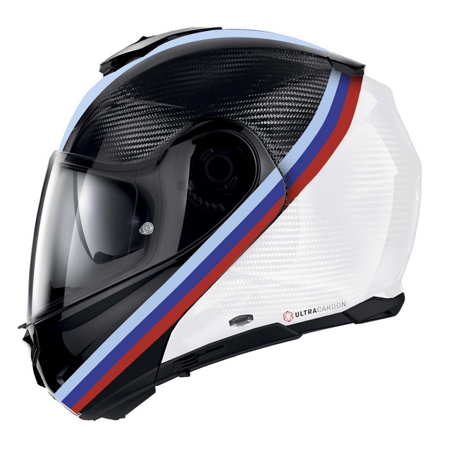 Casque Modulaire NOLAN X-1005 Ultra Carbone Gemini 349 Blanc Rouge Bleu