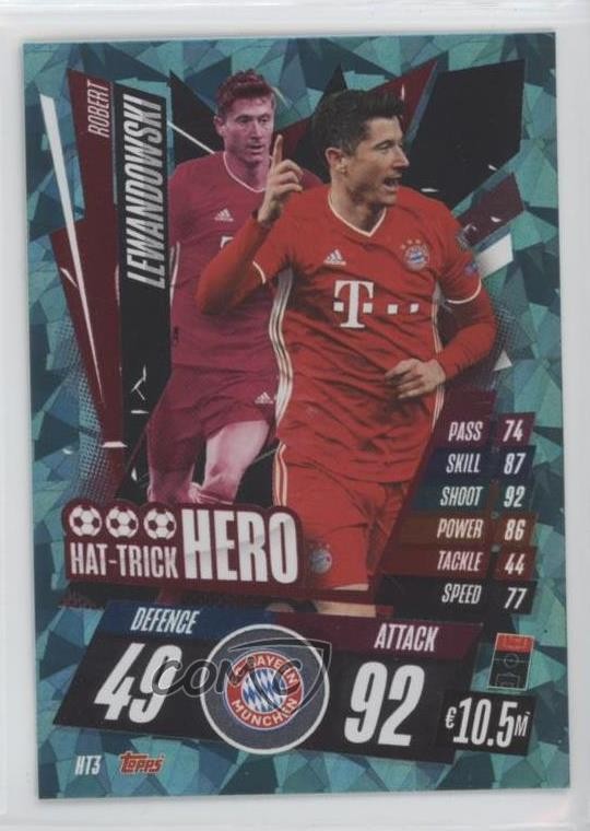 2020-21 Match Attax UEFA Champions League Hat-Trick Hero Robert Lewandowski 14fw