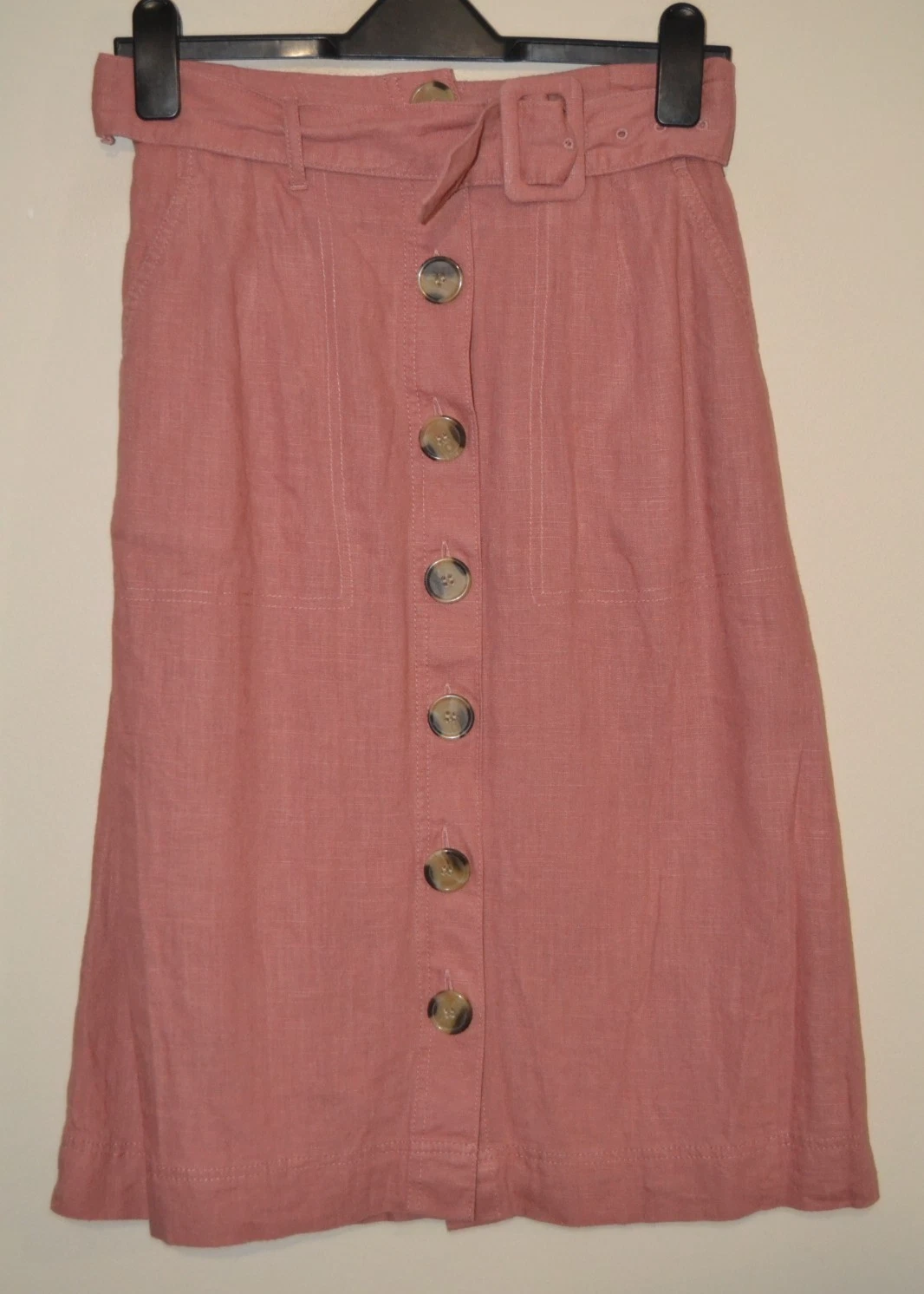 Womens M&S Marks & Spencers Pink Button Front Linen Blend Midi Skirt UK 8
Opens in a new window or t