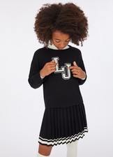 GF5065 22222 MAGLIA LIU JO BETTER BAMBINA MAGLIONCINO NERO LOGO SHIRT BABY KIDS