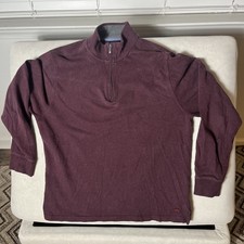 Brooks Brothers Mens Cotton Quarter Zip Sweater Pullover Burgundy Large