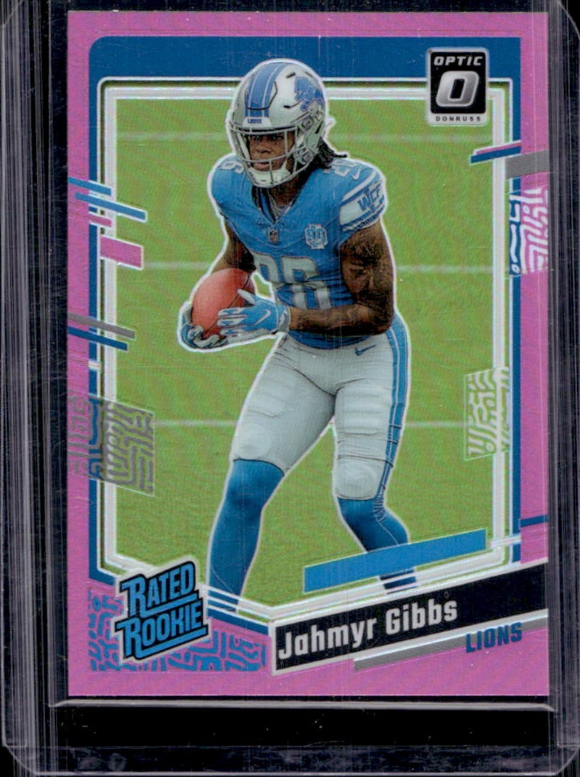 2023 Donruss Optic Jahmyr Gibbs Pink Prizm Rated Rookie #236 Lions