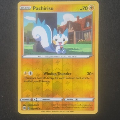 Pachirisu 052/172 Swsh09 Brilliant Stars Reverse Holo Pokemon TCG HP 70