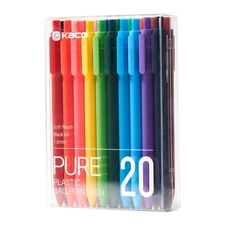 Kaco 20 Pieces Ballpoint Pens PURE, Black Ink Pens, 1.0 mm Medium Point, 20 C...