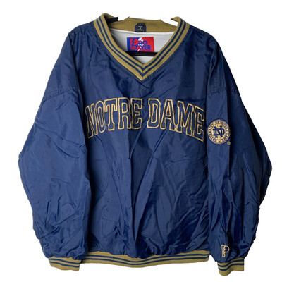 Vintage Pro Player Daniel Young Blue Nylon Notre Dame USA Pullover Size Large L