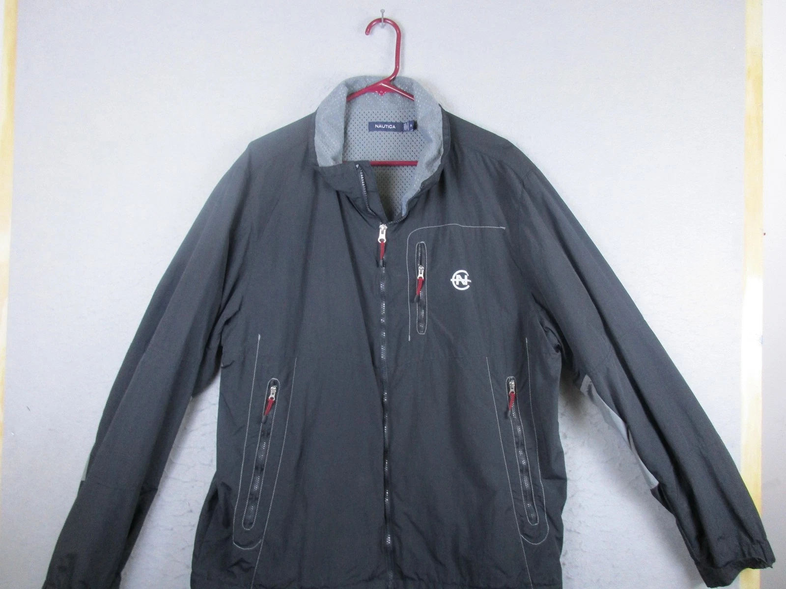 Nautica Jacket Mens XL Gray Nylon Mesh Lined Windbreaker Full Zip Pockets
Opens in a new window or t