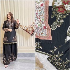 New Fashionable Maska Cotton Kurta Palazzo With Chinon Silk Dupatta For Women