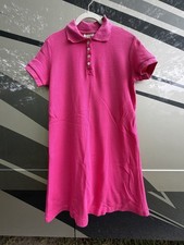 Vintage 90s Ann Taylor hot pink pique polo tenniscore a-line dress preppy L