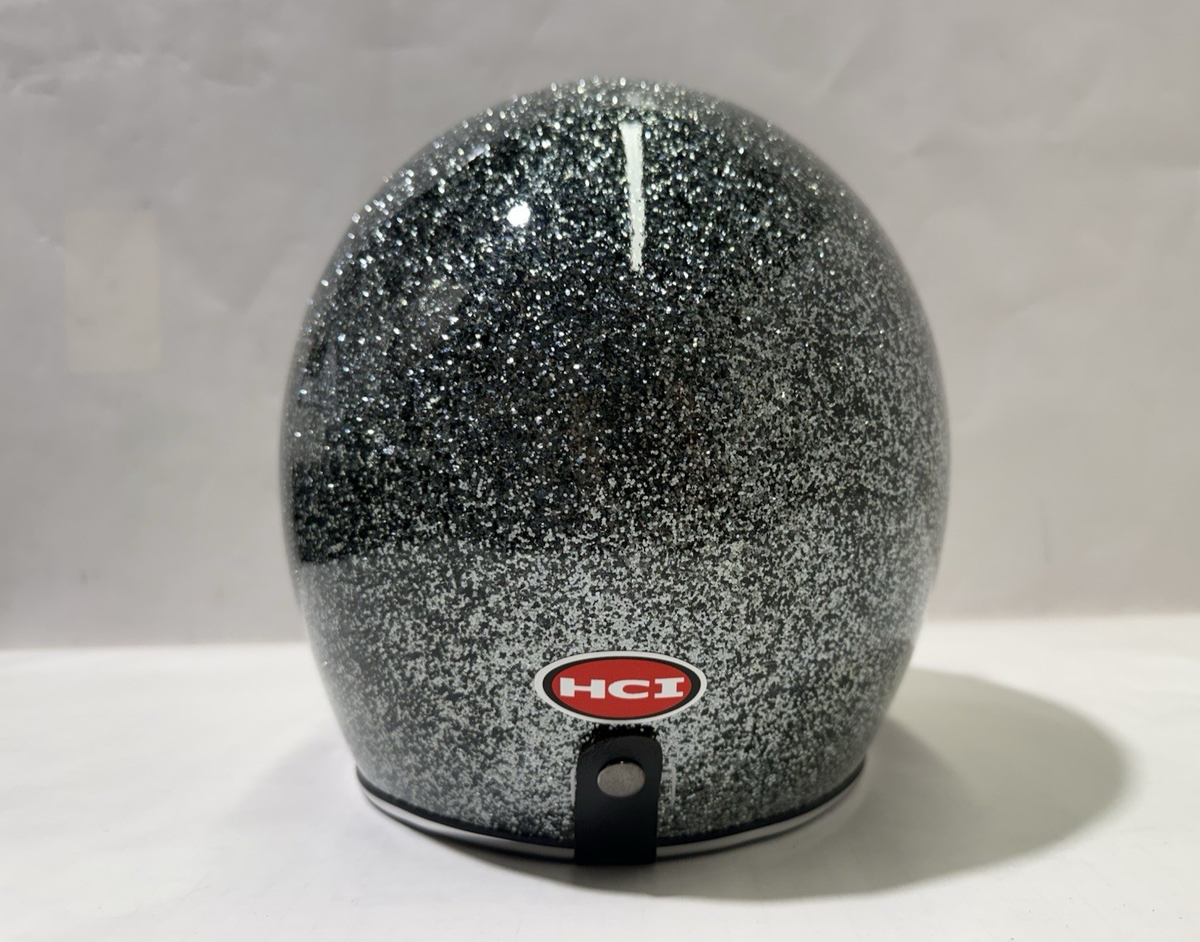 Helmet City 3/4 Black Glitter Motorcycle Helmet XS #G3904 | eBay
