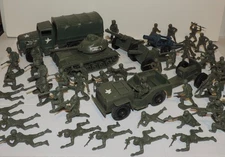 Vintage Tim Mee Toys Soldier Playset Army Men Vehicles General Jeep Tank Cannons