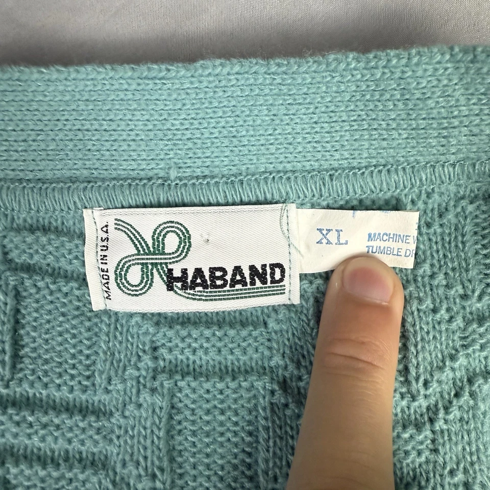 SUÉTER CÁRDIGAN VINTAGE HABAND tejido con cable GRANDPA abotonado azul para hombre talla XL Foto 2 de 4