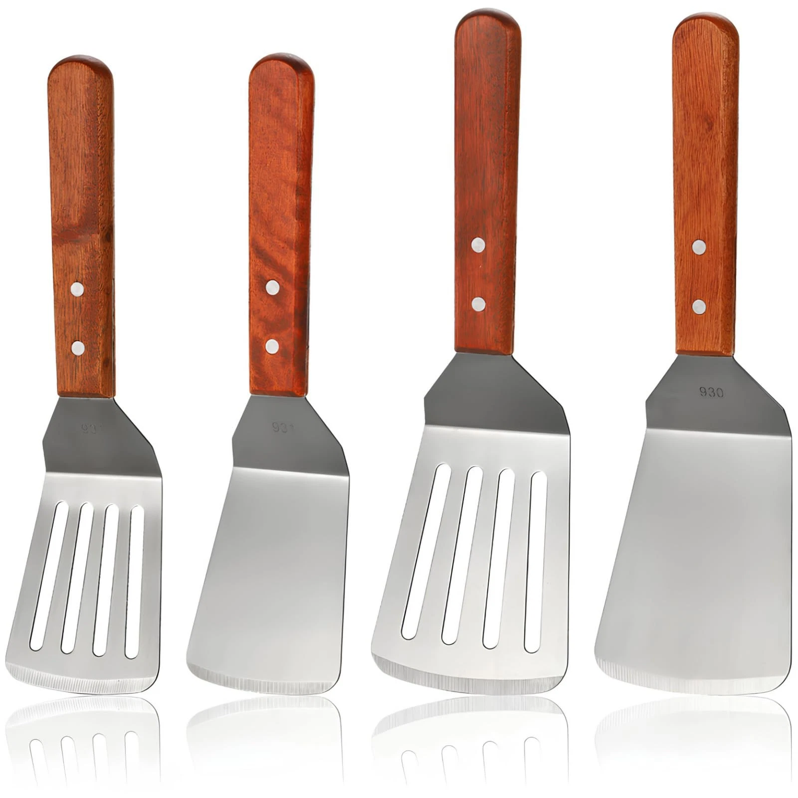 4 Pack Stainless Steel Spatula Set, 2 Sizes Metal Spatulas for Kitchen Use, H...