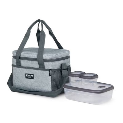 Igloo Lunch+ Cube 12 Lunch Tote with Pack Ins - Gray: Insulated