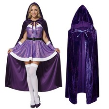 Unisex Black Cloak with Hood, Velvet Christmas Cloak, Halloween Witch Cosplay...