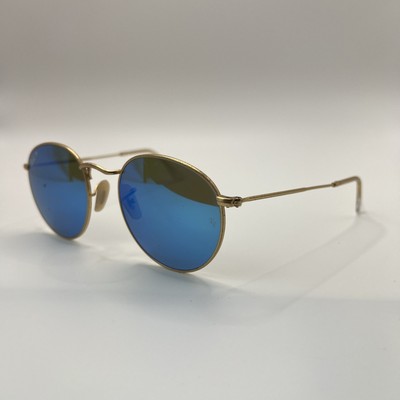 Ray-Ban RB3447 Round Metal Sunglasses GoldBlue Mirror 