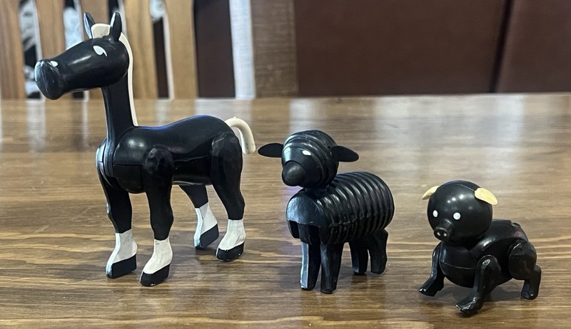 Vintage Fisher Price Little People Black Horse, Sheep, and Pig