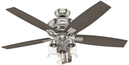 52" Hunter Bennett 3-Light LED Brushed Nickel Ceiling Fan with Remote - Picture 2 of 10