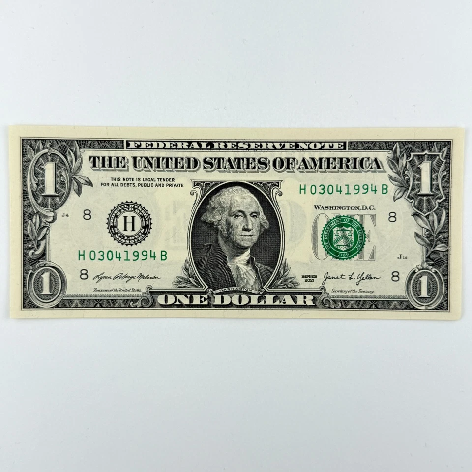 March 4th 1994 3rd April Dollar Bill Uncirculated Birthday Note $1 Fancy Serial - Image 2 of 4