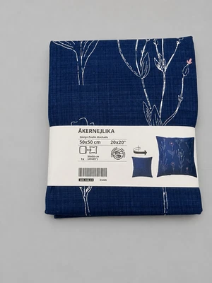 IKEA AKERNEJLIKA Housse de Coussin Bleu Broderie 20x20" 50x50 cm ÅKERNEJLIKA - Photo 1/4