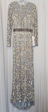 Women's Mac Duggal Sequin Embellished Long Sleeve Gown, French Blue, Size 6