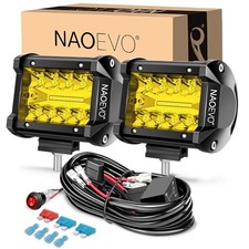 4 Inch LED Pod Lights, Spot Flood LED Fog/Driving/Off Road Lights with Yellow