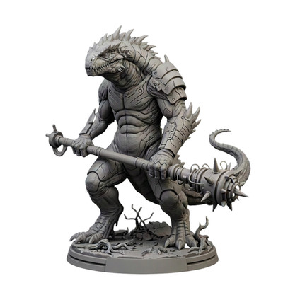 Futuristic Lizard Warrior   35mm Resin Miniature | D&D 3D Printed Fantasy Figure