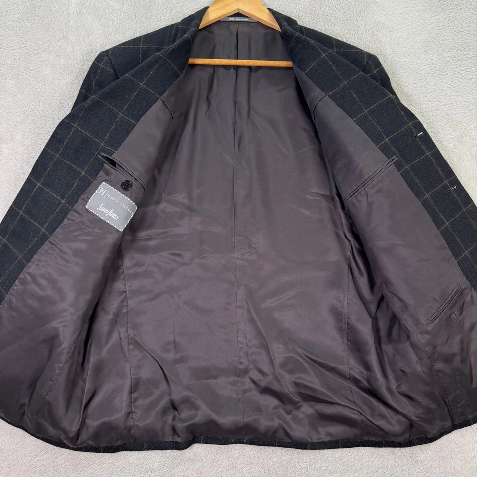 Hickey Freeman Mens 42S Wool Silk Linen Blend 3B Plaid Sport Coat Blazer Preppy - Image 4 of 4