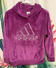 Adidas Womens Purple Solid Fleece Pullover Hoodie Logo Long Sleeve Size Xl