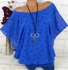ITALY Bluse Top Tunika Lagenlook Shirt Poncho doppellagig Chiffon Anker 42 44 46