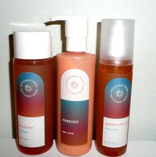 Lot of 3 RESTORE Wash, Lotion w/Magnesium + Perfume Mist BATH & BODY WORKS