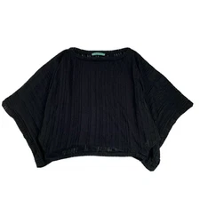 Pleione Women's Size Small Sweater Black Thin Knit Dolman Sleeve Boat Neck