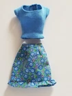 Mattel Barbie Doll Skirt and Blue T Shirt Top 1980s 1990s Vintage Set