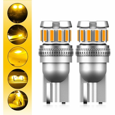 AUXITO Yellow Pair T10 912 921 194 W5W Fender Side Marker LED light Map Lamp 2X