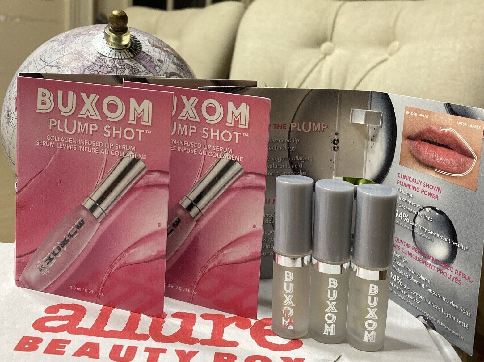 3 X Buxom Plump Shot Collagen Infused Lip Serum 1ml Travel Size