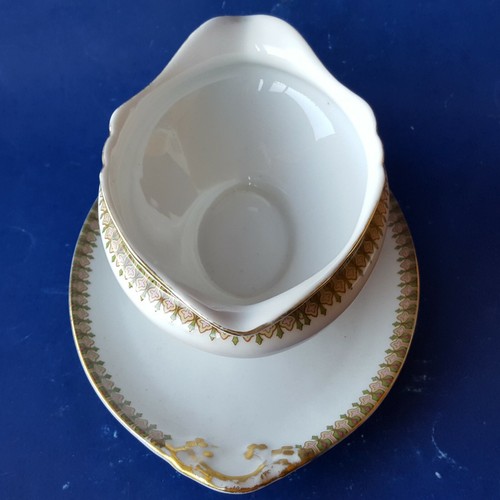 Wm. Guerin & Co Limoges France GUE76 Gravy Boat w/Attached Underplate. Red Green - Picture 4 of 12