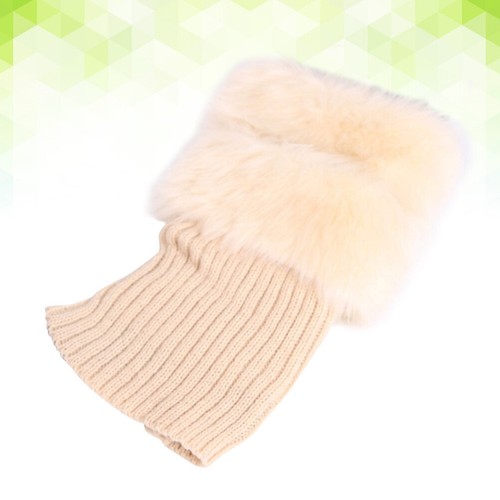 Women Leg Warmers Fur Trim Boot Cuff Cover Female Fur Boots Anklets Warm Socks - Picture 2 of 11