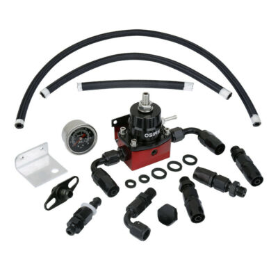 OSIAS Einstellbarer Kraftstoffdruckregler KIT+160psi Guage AN 6 Fitting Schwarz