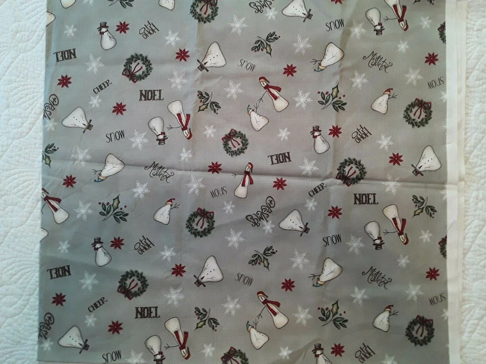 Tela de muñecos de nieve arte popular gallo rojo caprichoso de Navidad 42x40" 25808 Terri Degenkol Foto 2 de 4