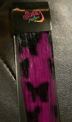 Sassy Feathers Hair Weaving Clip In~ Purple/Black~ 2 New 17  Clip-In Pieces