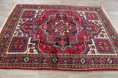 New Geometric Oriental Medallion Hand-Knotted Area Rug Traditional Wool Red 5x7