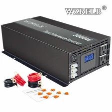 3000W Pure Sine Wave Inverter 36V to 110V 220V Power Converter Car LCD Camp