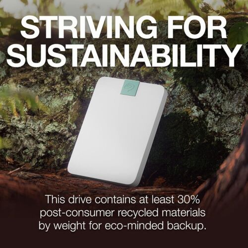 Seagate Ultra Touch HDD 2TB External Hard Drive 7mm Cloud White Post Consumer - Picture 3 of 4