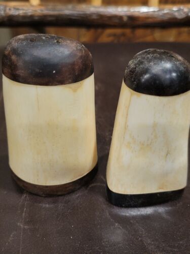 Shakers vintage sel d'os et poivre unique belle cabane rustique homme grotte  - Photo 1/7