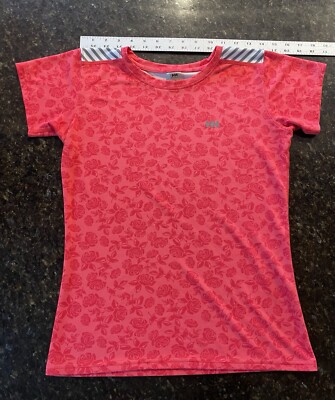 Helly Hansen Women s Short Sleeve Shirt Dark Pink Rose Design Size Medium