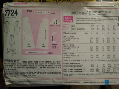 CUT Rare Vintage 1968 Simplicity 7724 Size 10 Jiffy Easy Dress