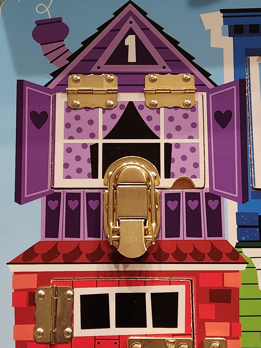 Melissa & Doug Latches Board Wooden Activity Numbered Doors Locks