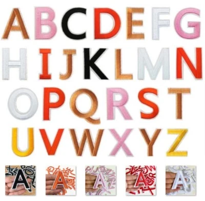 Letter Patch Iron on Sew on Alphabet Embroidered Patches Black White Red Pink