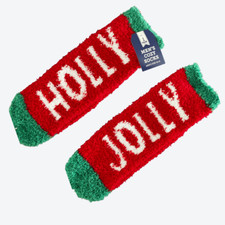 Mens Socks Christmas Holiday Holly Jolly Cozy Indoor Outdoor