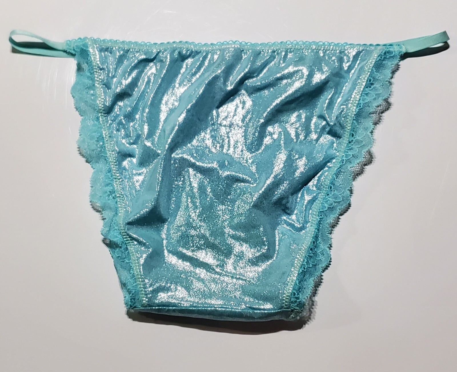 Victorias Secret Dream Angels Shiny Wet Look Bikini Panty 4/XS BLUE Babylon