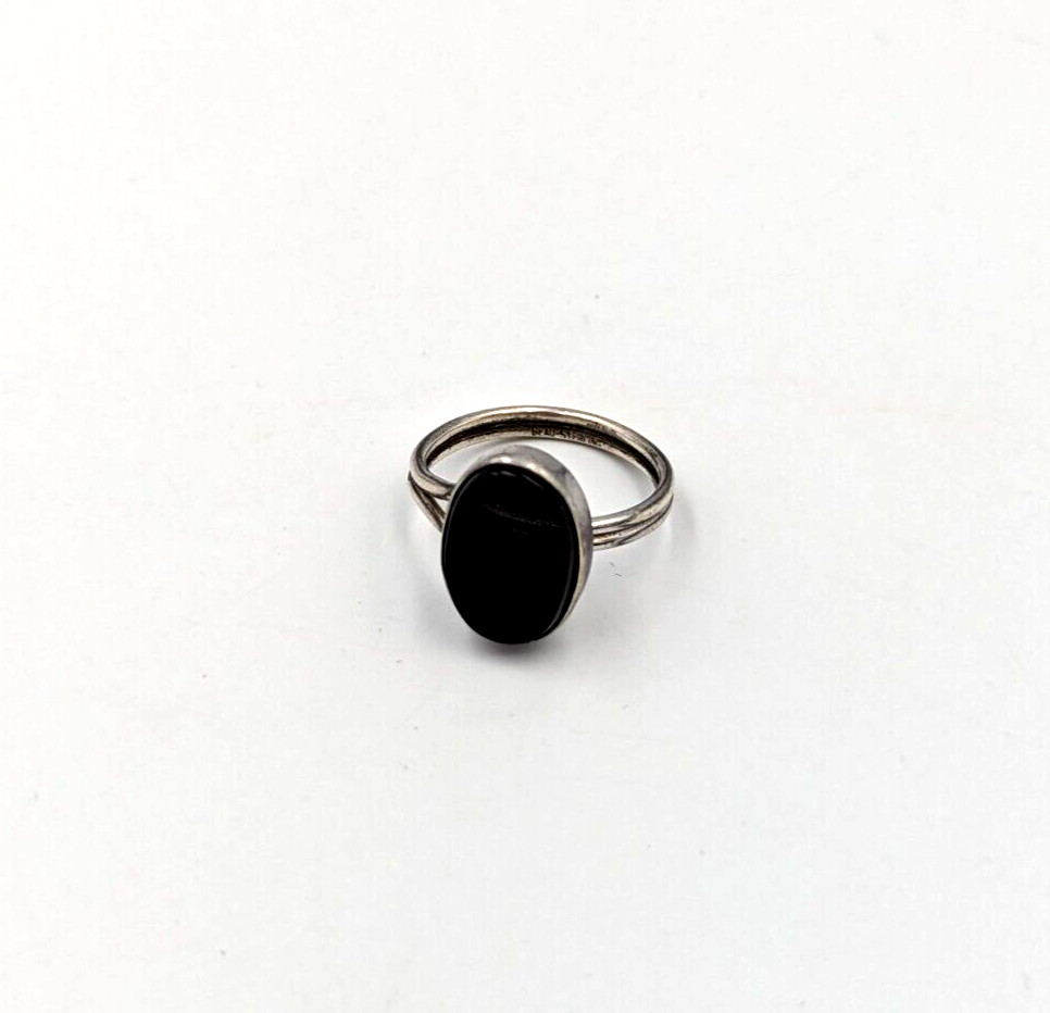 Onyx Sterling Silver Ring Adjustable Vintage Stat… - image 2
